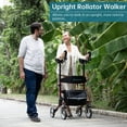 thumbnail image 2 of ELENKER Upright Rollator Walker, Tall Folding Rollator Walker with 10” Front Wheels for Seniors and Adults Elenker Upright Walker Red Frame, 2 of 6