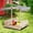 Natural, variant on Outsunny Kids Wooden Sandbox, Children Sand Play Station Outdoor, with Adjustable Height Cover, Bottom Liner, Seat, Plastic Basins, Boys and Girls