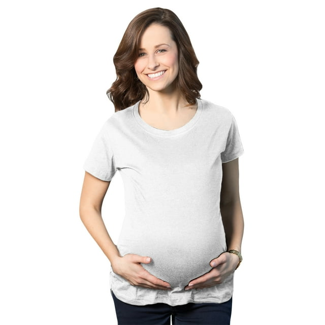 Chandails de Maternité Confortables pour Femmes, Chandails de Grossesse Vierges, T-Shirts Ajustés Unis (Blanc) - L