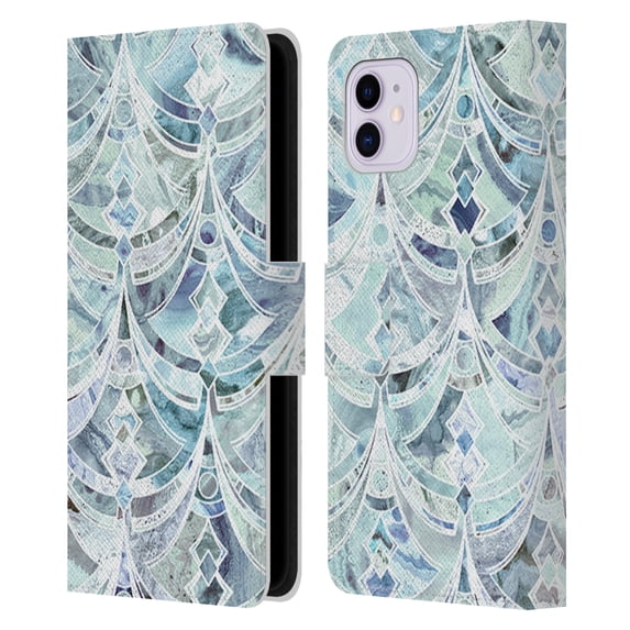 Head Case Designs Officially Licensed Micklyn Le Feuvre Marble Patterns Ice And Diamonds Art Deco Pattern Leather Book Wallet Case Cover Compatible with Apple iPhone 11