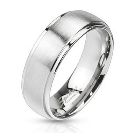 Stainless Steel Brushed Metal Center Two Toned  Ring Size 12