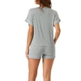 thumbnail image 3 of Conjuntos de pijama de modal para mujer INSPIRE CHIC, parte superior de botón de manga corta y pantalones cortos, 2 piezas, ropa de descanso, pijamas, gris claro, 3 of 6