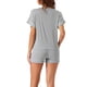 thumbnail image 3 of Conjuntos de pijama de modal para mujer INSPIRE CHIC, parte superior de botón de manga corta y pantalones cortos, 2 piezas, ropa de descanso, pijamas, gris claro, 3 of 6
