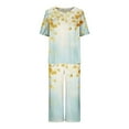thumbnail image 3 of yievot Lounge Sets for Women Floral Printed Short Sleeve Shirts and Capri Pajamas Sets 2 Piece Sleepwear Loungewear, 3 of 5