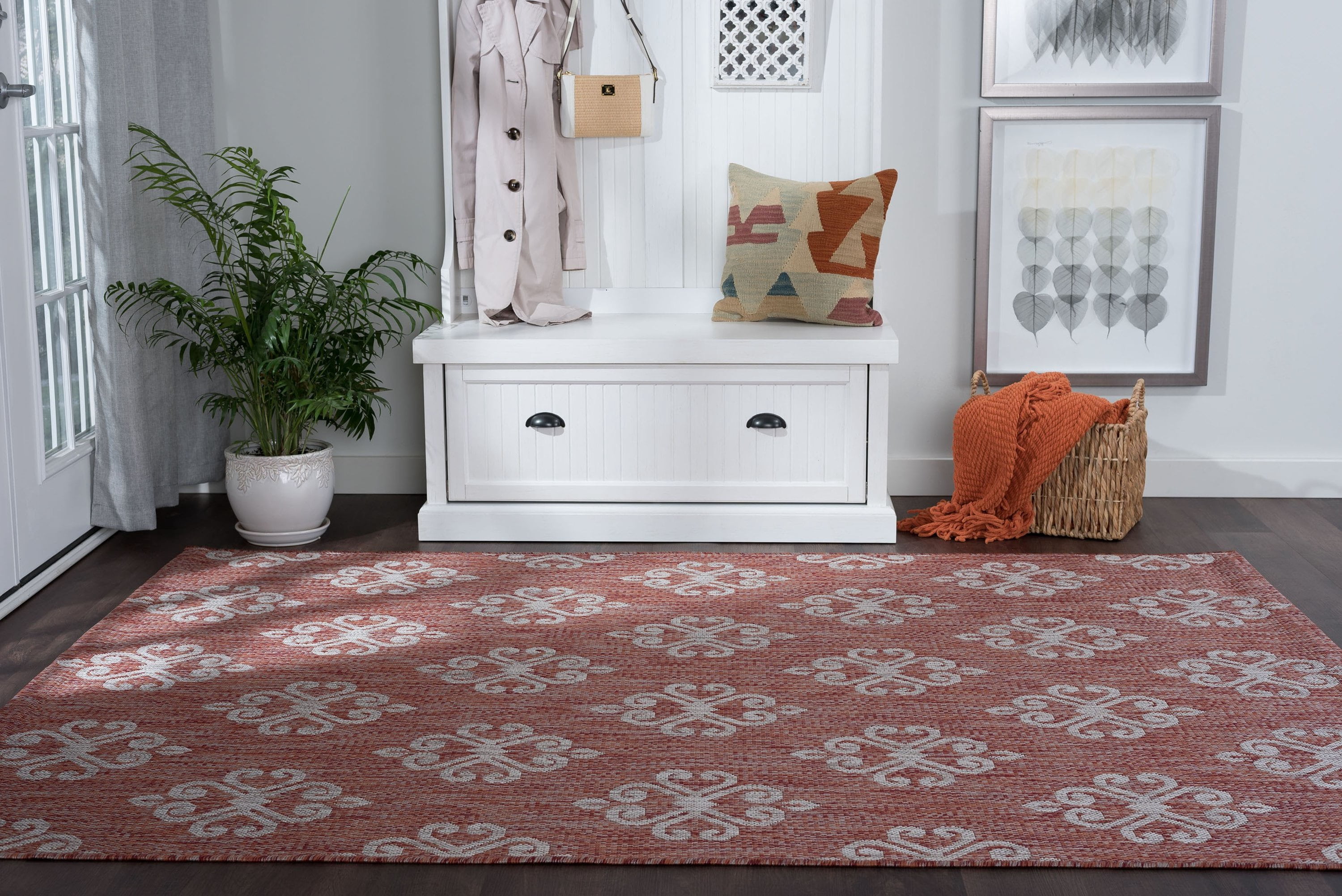 Veranda Transitional 8' x 10' Terra and Light Beige Polypropylene Outdoor Area Rug