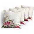 thumbnail image 5 of Ambesonne Floral Throw Pillow Cover 4 Pack, Flowers and Music Notes, 24", Eggshell Multicolor, 5 of 7