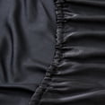 thumbnail image 4 of Queen Satin Fitted Sheet Black - Luxury Silky Smooth Cooling Bottom Sheet, Fade-Resistant, 4 of 5