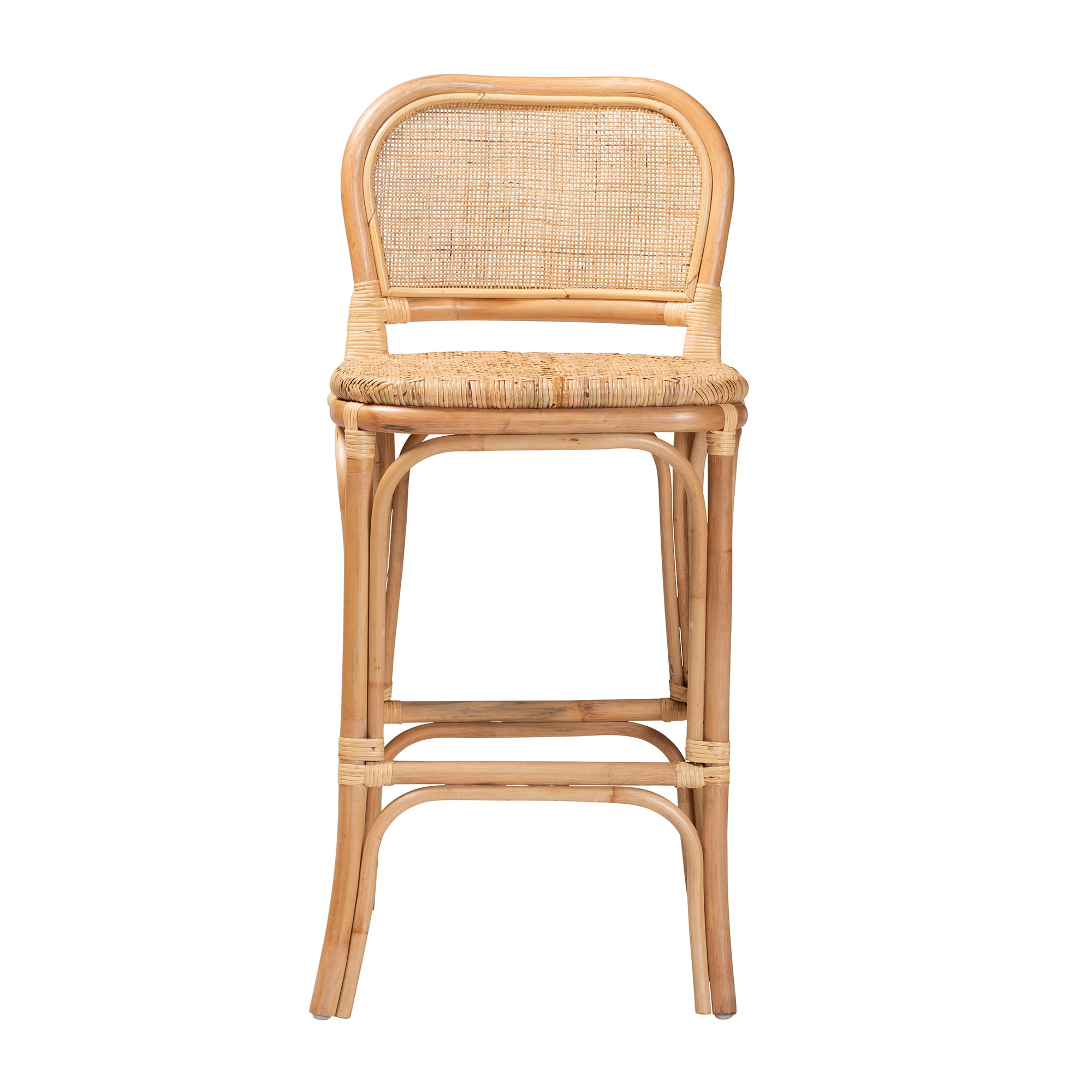 bali & pari Adrena Modern Bohemian Natural Brown Rattan Bar Stool