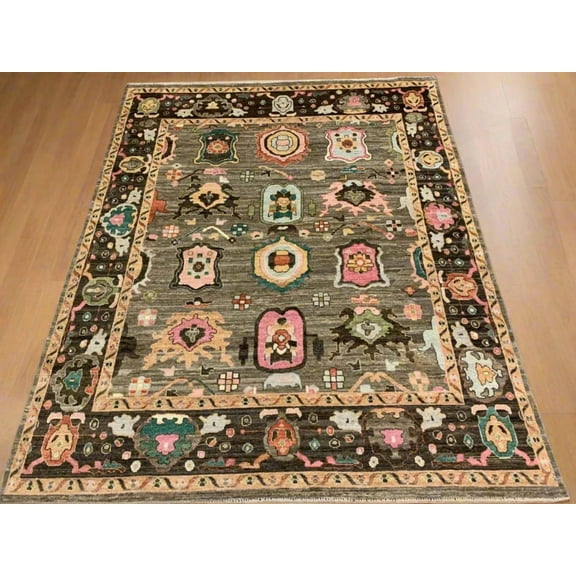 Gray 8X10 Oushak Turkish Handmade Wool Rug # 12223