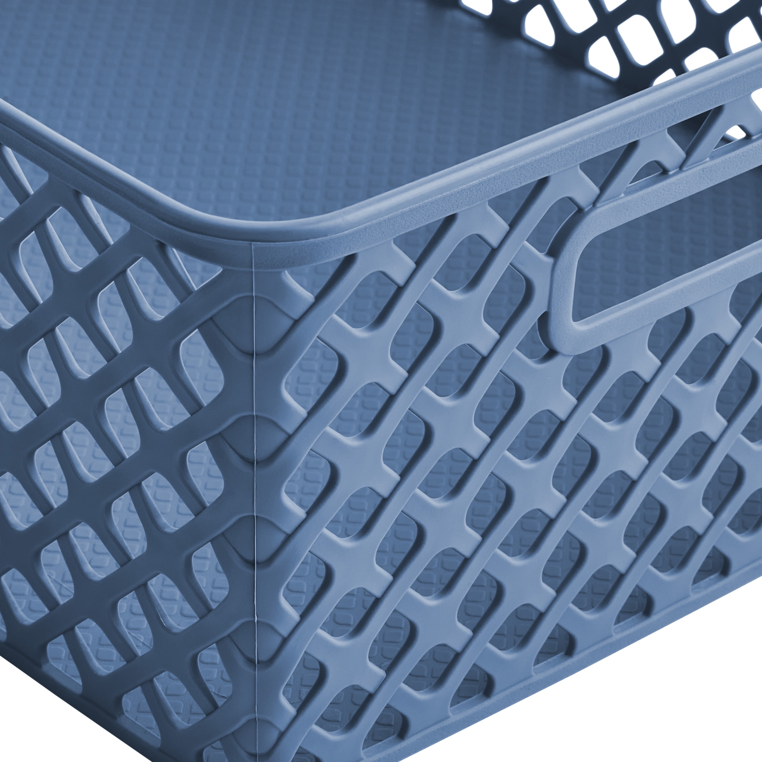 (2 pack) Mainstays 4-Piece Blue Decorative Plastic Storage Basket Set, 14 in x 11.6 in x 5.3 in