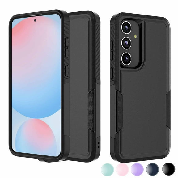 Samsung Galaxy S24 FE 5G Case [2-in-1 Heavy Duty Armor] Shockproof Rugged Cover with Dual-Layer Hard Plastic & Rubber Bumper, 6.7 inch Military-Grade Protection, Anti-Slip Grip – Black