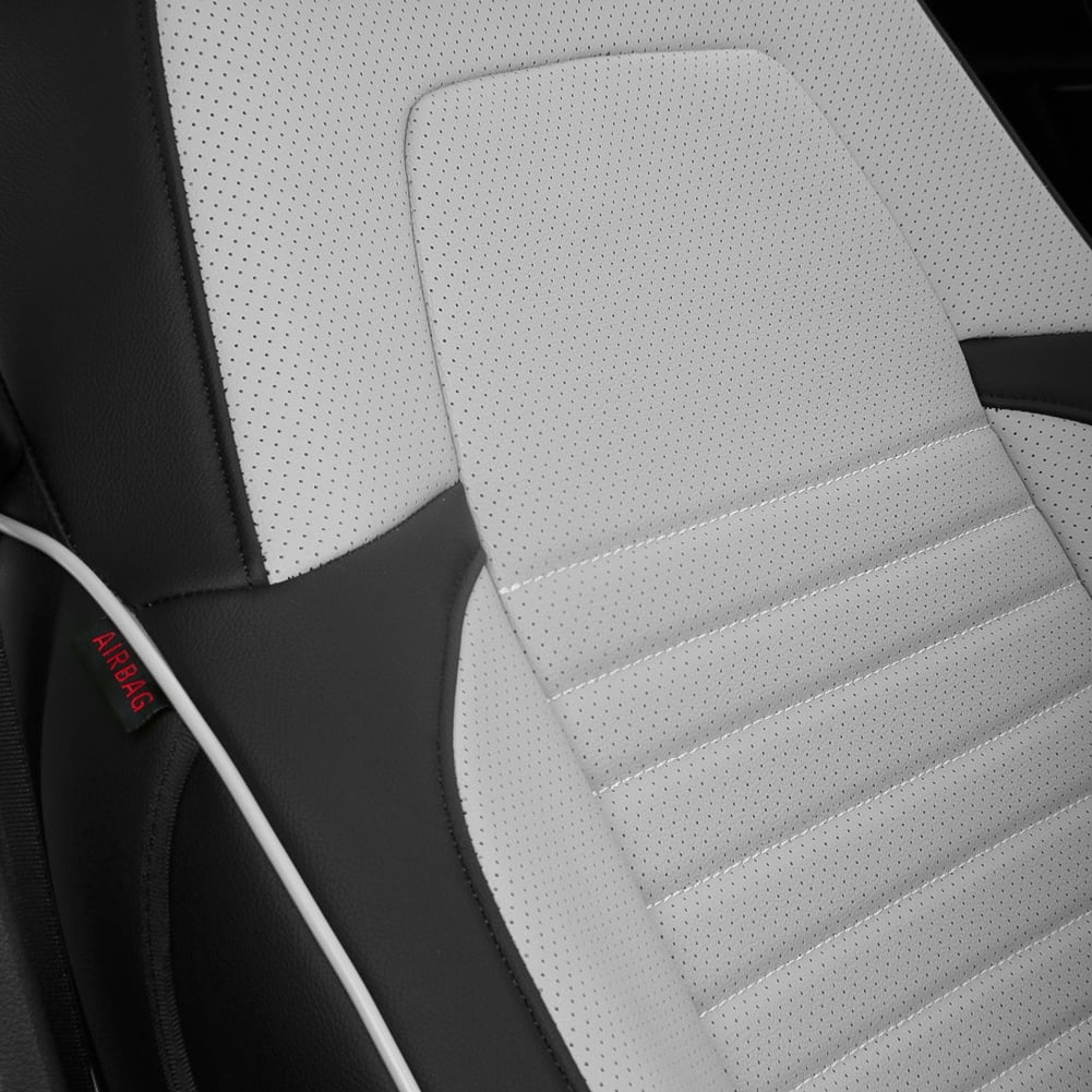 EKR CRV Seat Covers Custom Fit for Honda CRV 2015 2016 Full Set Car Seat Cover for SUV, Leather Truck Seat Protectors,Faux Leather Black/Gray