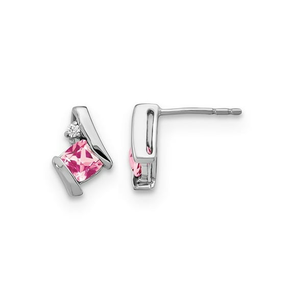 3/5 Carat (Ctw) Lab Created Pink Sapphire  Earrings in 10K White Gold