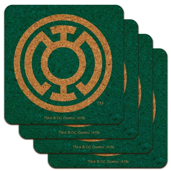 Green Lantern Blackest Night Blue Lantern Logo Low Profile Novelty Cork Coaster Set