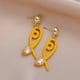 thumbnail image 3 of HomeKingdee 2 Pcs Yellow Plastic Fishtail Water Drop Line Earrings with Diamond - Cute Small Fresh Fashion Earrings for Women for Wedding Anniversary Christmas Valentine Birthday Thanksgiving Gift, 3 of 5