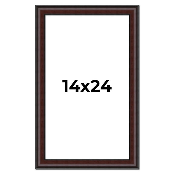 14x24 Frame Brown Round Mahogany Solid Wood Picture Frame | 1.625 Inch Moulding Width | with UV