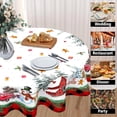 thumbnail image 5 of Merry Christmas Tablecloth Round 60 Inch Snowman Winter Table Cloth Washable Black Red Buffalo Plaid Snowflake Christmas Table Cover for Kitchen Dinner Room Holiday Party Indoor Outdoor Home Decor, 5 of 7