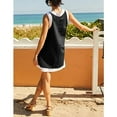 thumbnail image 4 of Women's 2 Piece Sets Casual Color Block Crewneck Sleeveless Pullover Tops Matching Shorts with Pockets, 4 of 7