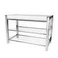 thumbnail image 6 of Danya B. White Leatherette Entryway Shoe Storage Bench with Chrome Metal Frame, 6 of 10