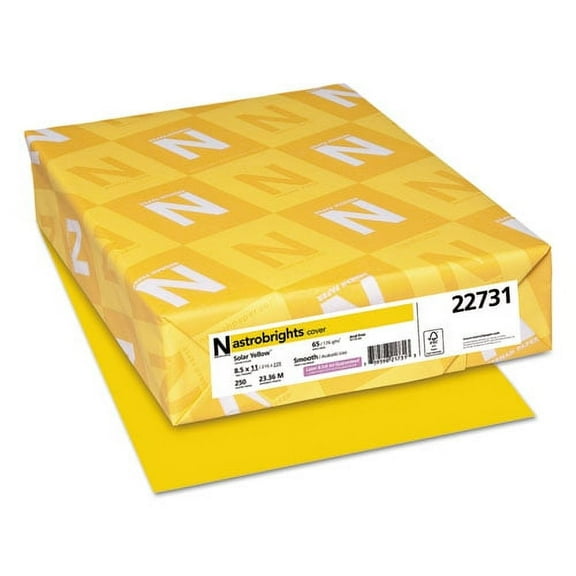 Color Cardstock, 65 Lb, 8.5 X 11, Solar Yellow, 250/pack | Bundle of 2 Packs