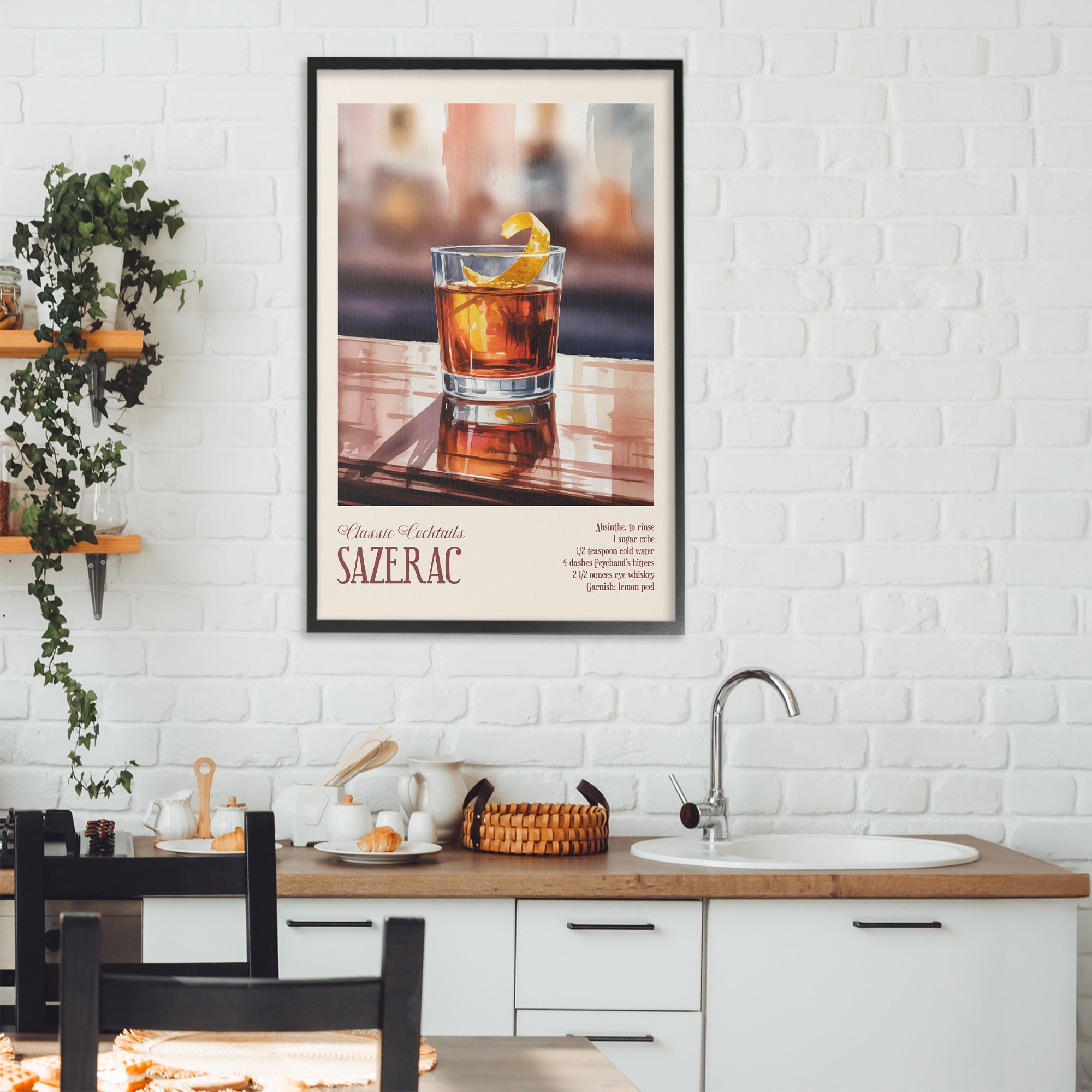 Stupell Industries Sazerac on Reflective Surface Black Framed Giclee Art, design by Andreas Magnusson