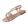 thumbnail image 2 of Xdegoge Womens Gladiator Sandals Flat Strappy Open Toe Ankle Buckle Minimalist Dressy Casual Summer Vacation Beach Everyday Comfortable Walking Shoes, 2 of 9