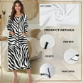 thumbnail image 6 of Xoenoiee Zebra Stripe Print Womens Housecoat Zip Robe Zip Up Front Robe Bathrobe Zipper House Coat Crew Neck Loungerwear Nightgowns with Pockets, S, 6 of 7