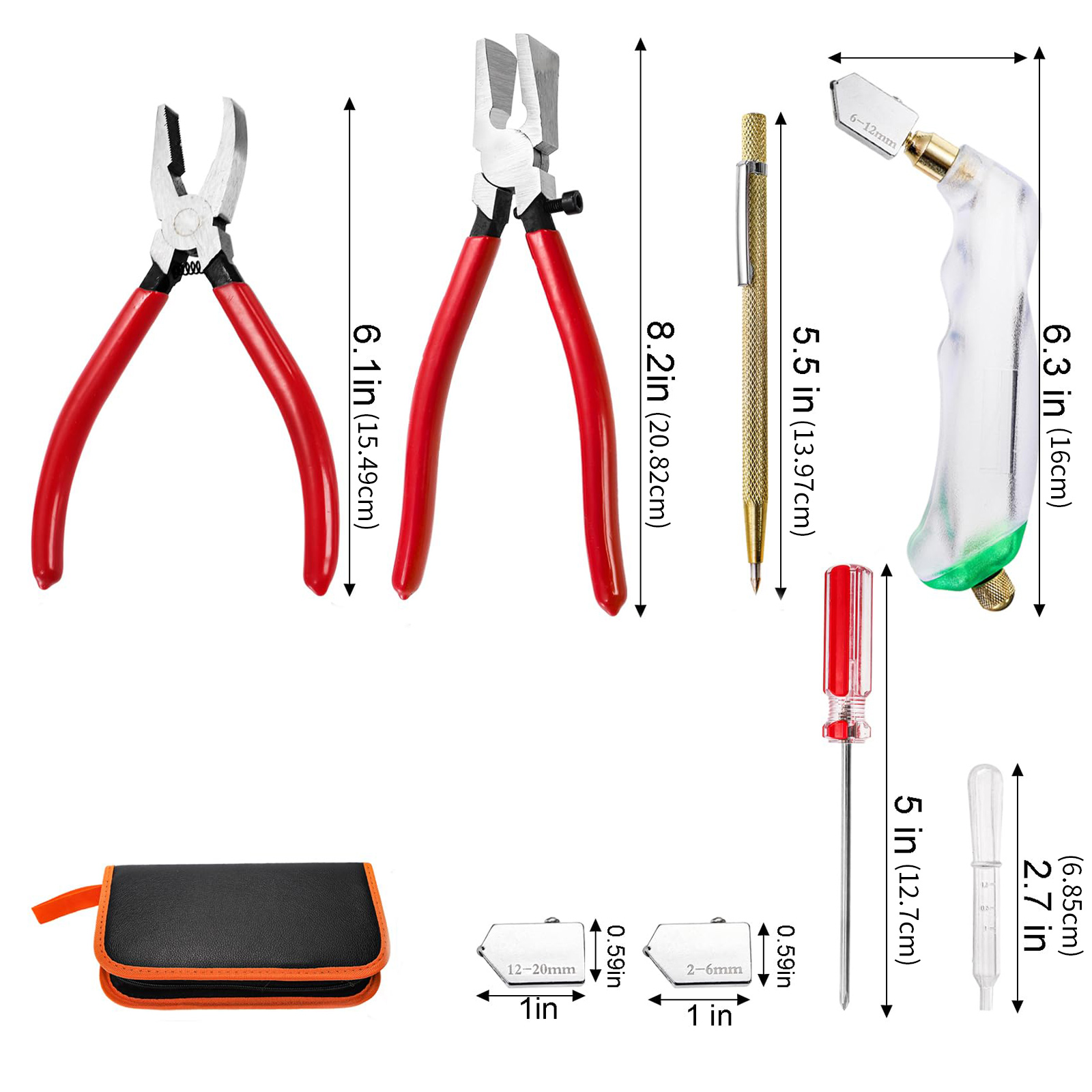 Glasses Cutter with 3 Interchangeable Heads & Auto-Oil for 2-20mm Glasswork