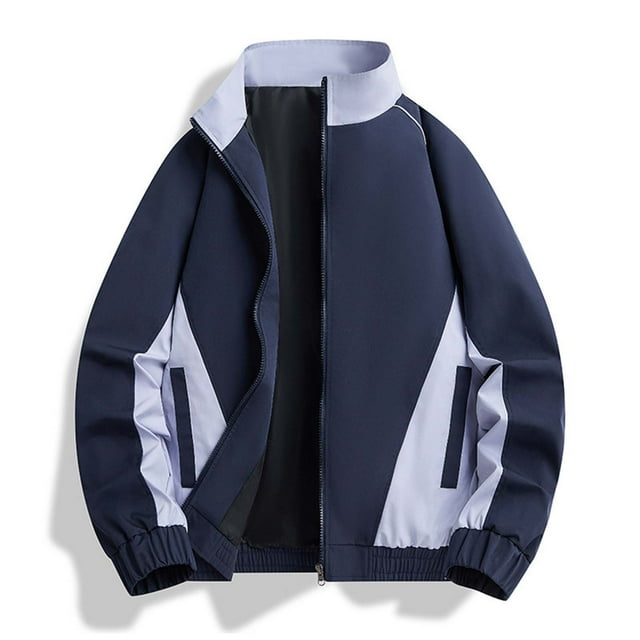 Yusimy Men's Fleece Jacket Solid Color Stand Collar Zippered Casual Warm Winter Outwear