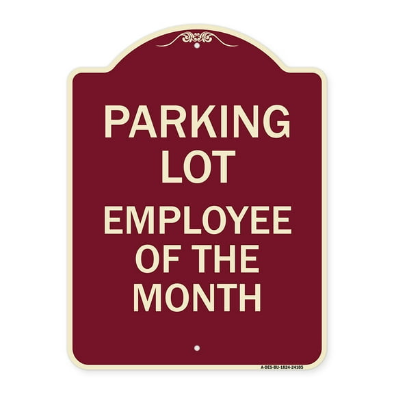 SignMission Designer Series Sign - Employee of the Month | Burgundy 18" x 24" Heavy-Gauge Aluminum Architectural Sign | Protect Your Business & Municipality | Made in the USA
