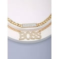 thumbnail image 5 of EOEMY 2Pcs Rhinestone Boss Word Decor Necklace Creative Necklace For Women Fashion-Default, 5 of 6