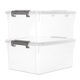 thumbnail image 1 of Contenedores de almacenamiento de plástico de 17 cuartos de galón con tapas con pestillo, contenedores de almacenamiento apilables para organizar, caja de almacenamiento grande transparente para, 1 of 5