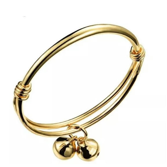 HOOUN Baby Bling Bracelet Cuff Bangle Fashion Jewelry Sweet Bell Gold Plated For Gifts