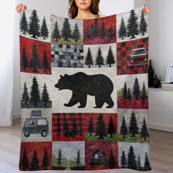 RKSupls Christmas Throw Blanket, Soft Warm Flannel Bear Pattern Blanket for Christmas Home Bed Sofa Couch Decor,40x50 in