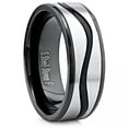 thumbnail image 1 of Stainless Steel With Wavy Black Line Spinning Band Ring, 1 of 1