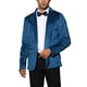 thumbnail image 1 of Blazers formales de ante INSPIRE CHIC para hombres, ajuste slim, chaquetas deportivas de dos botones, azul lago M, 1 of 5