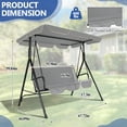 thumbnail image 3 of Gartoo 3 Seat Outdoor Patio Swing with Converting Canopy, Cushioned Steel Frame Porch Canopy Swing Chair, Swing Glider Hammock for Patio, Garden, Gray, 3 of 9