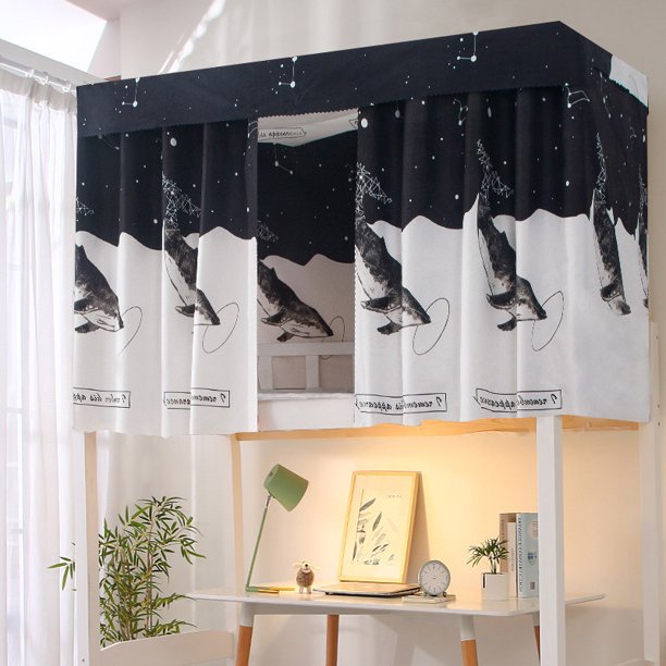 Stamens Bed Curtain,Printed Dormitory Bed Curtain With Rope & Clasp