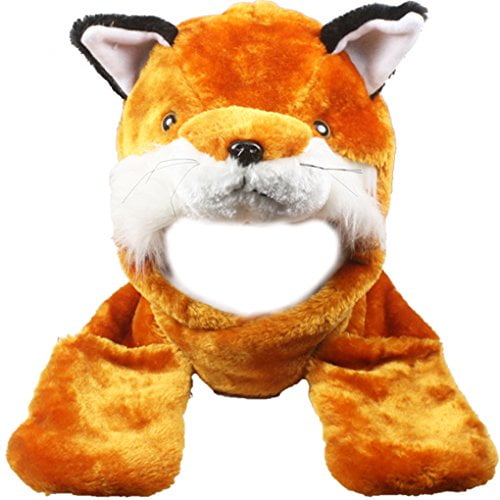 Silver Fever Plush Soft Animal Beanie Hat with Builtin Earmuffs, Scarf