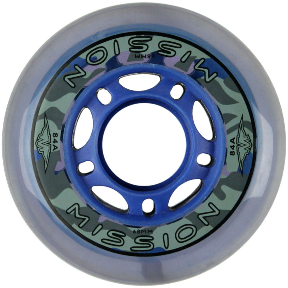 Mission Inline Skate Hockey Wheel 68MM 84A BLUE CLEAR/GREY Walmart