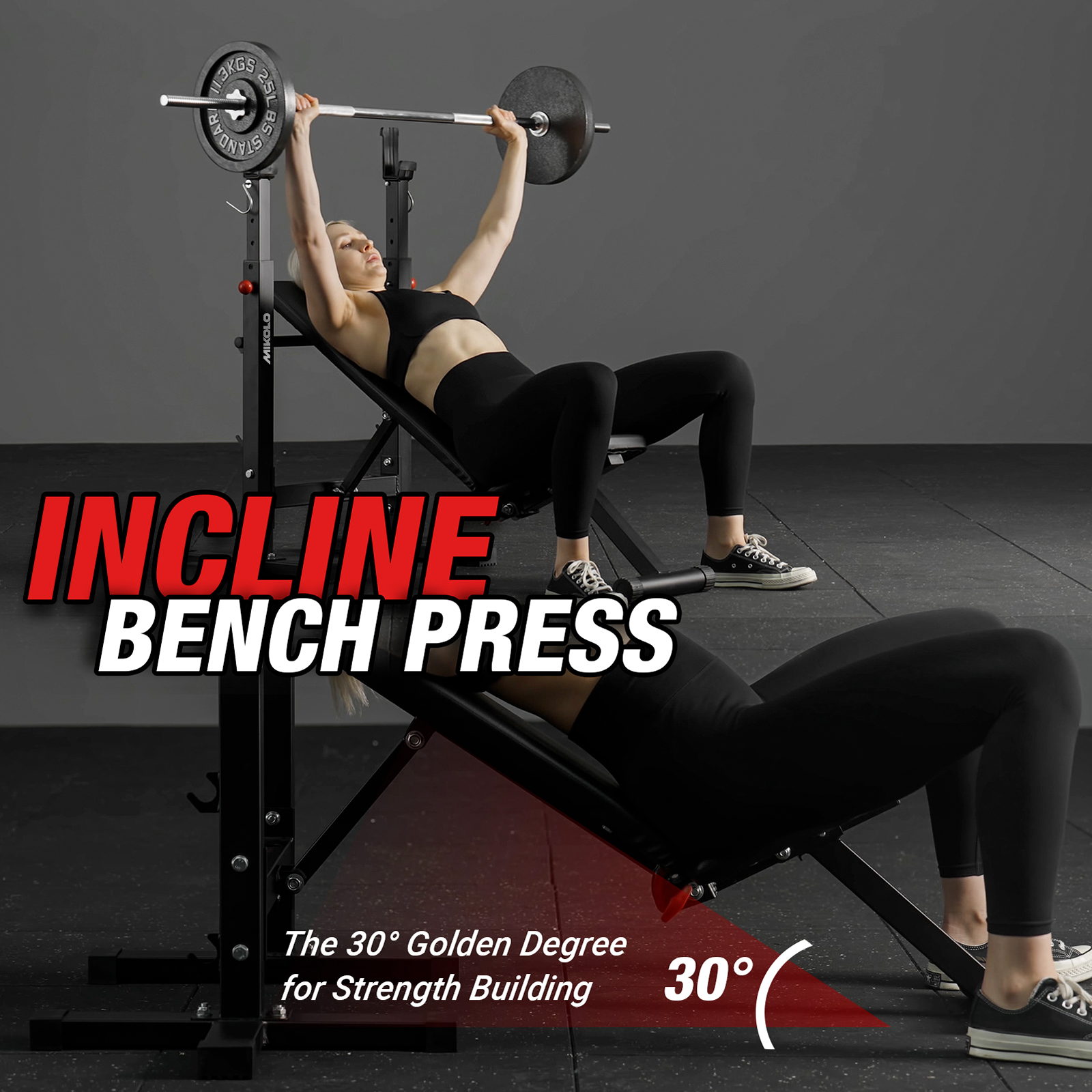 Mikolo Adjustable Weight Bench with Squat Rack, 660 lbs photo 3