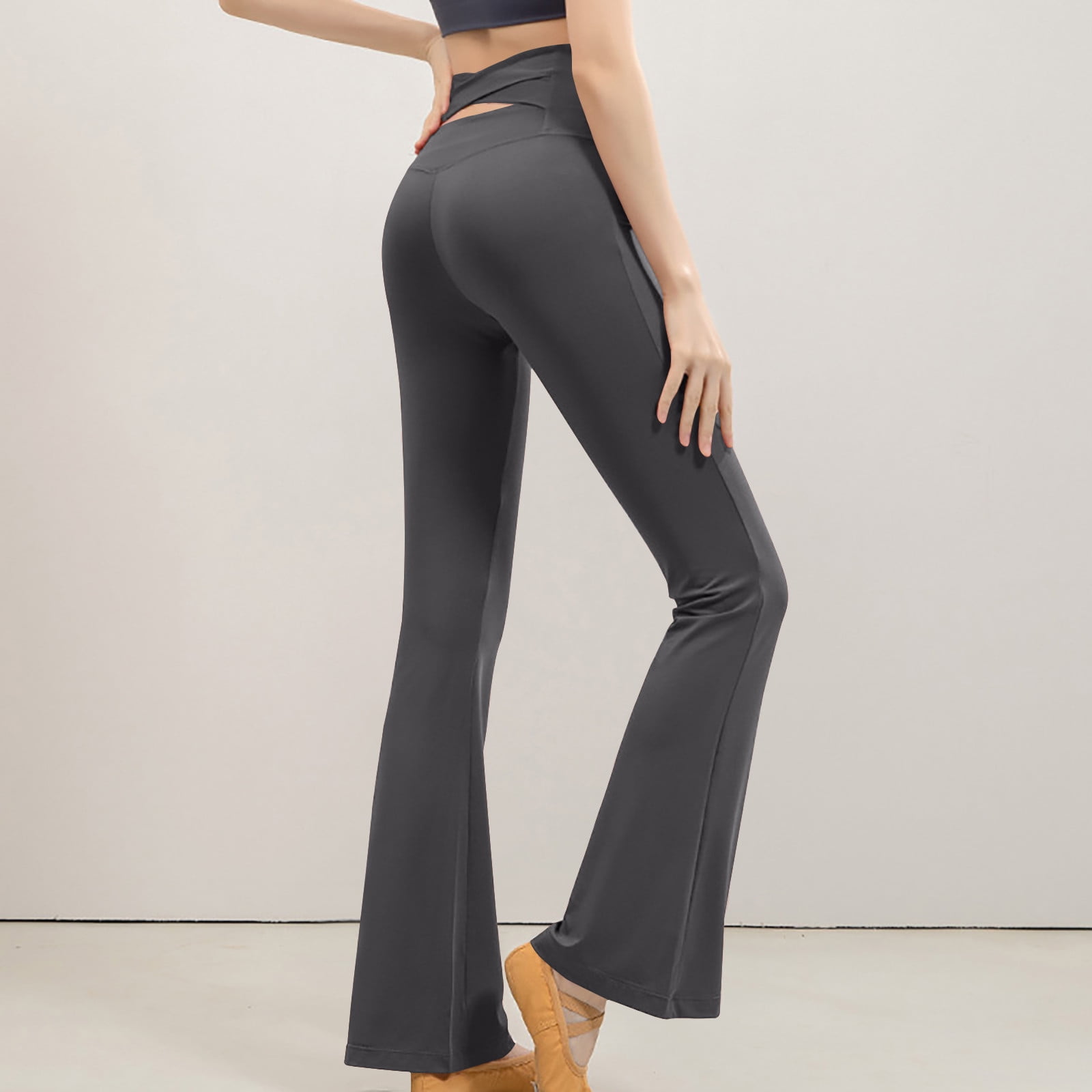 Buy NEW YOUNG Flare Leggings for Women-Black Bootcut Yoga Pants Crossover  High Waisted at Amazon.in