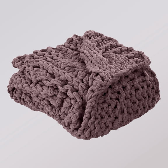 Modern Threads Chunky Knit Adult Throw Blanket, 50" x 60", Reina, Rosewood