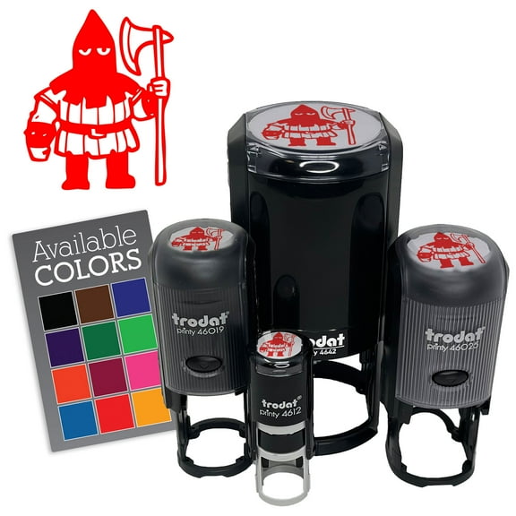 Medieval Executioner with Axe Gallows Self-Inking Rubber Stamp for Stamping Ink Stamper Crafting Planners - 1/2 Inch Mini - Black Ink