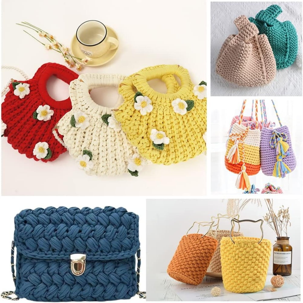 AIGIA T-Shirt Yarn Elastic Fabric Crochet Cloth Yarn Thick Knitting Yarn for Hand DIY Bag Blanket Cushion Crocheting Projects( 2/4/6PCS )