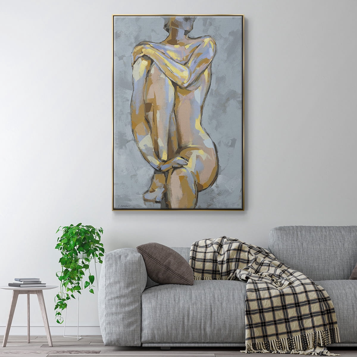 Grey Maiden I Framed Premium Gallery Wrapped Canvas - Ready to Hang - 27 x 41 - Gold Floating Frame