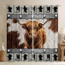 Feelyou Rustic Cow Blackout Curtains Set of 2 (52x84 Each), Cowboy Boot Window Curtains