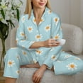 thumbnail image 6 of Lsque Daisies Flowers Pattern Long Sleeve Pajama Set for Women - Soft 2-Piece Sleepwear and Loungewear Set with Pockets, Comfy Nightwear-Small, 6 of 7