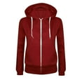 thumbnail image 2 of Wamejoo Women's Full Zip Up Hoodie Long Sleeve Hooded Sweatshirts Pockets Jacket Coat for Women (Wine, L), 2 of 3