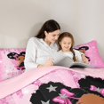 thumbnail image 4 of Castle Fairy Cute Pink Elf Twin Comforter Sets 2pcs,Glittering Butterfly Theme Bedding Set,Hot Pink Black Silver,1 Comforter and 1 Pillowcase, 4 of 6